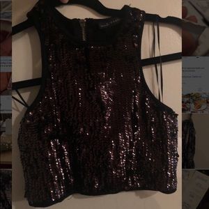 Black sequin crop top